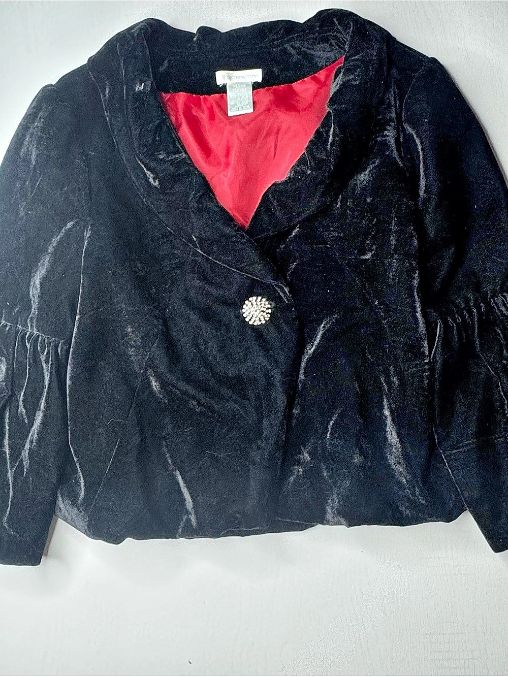 Worthington Velvet Cropped Jacket in Black Size Medium